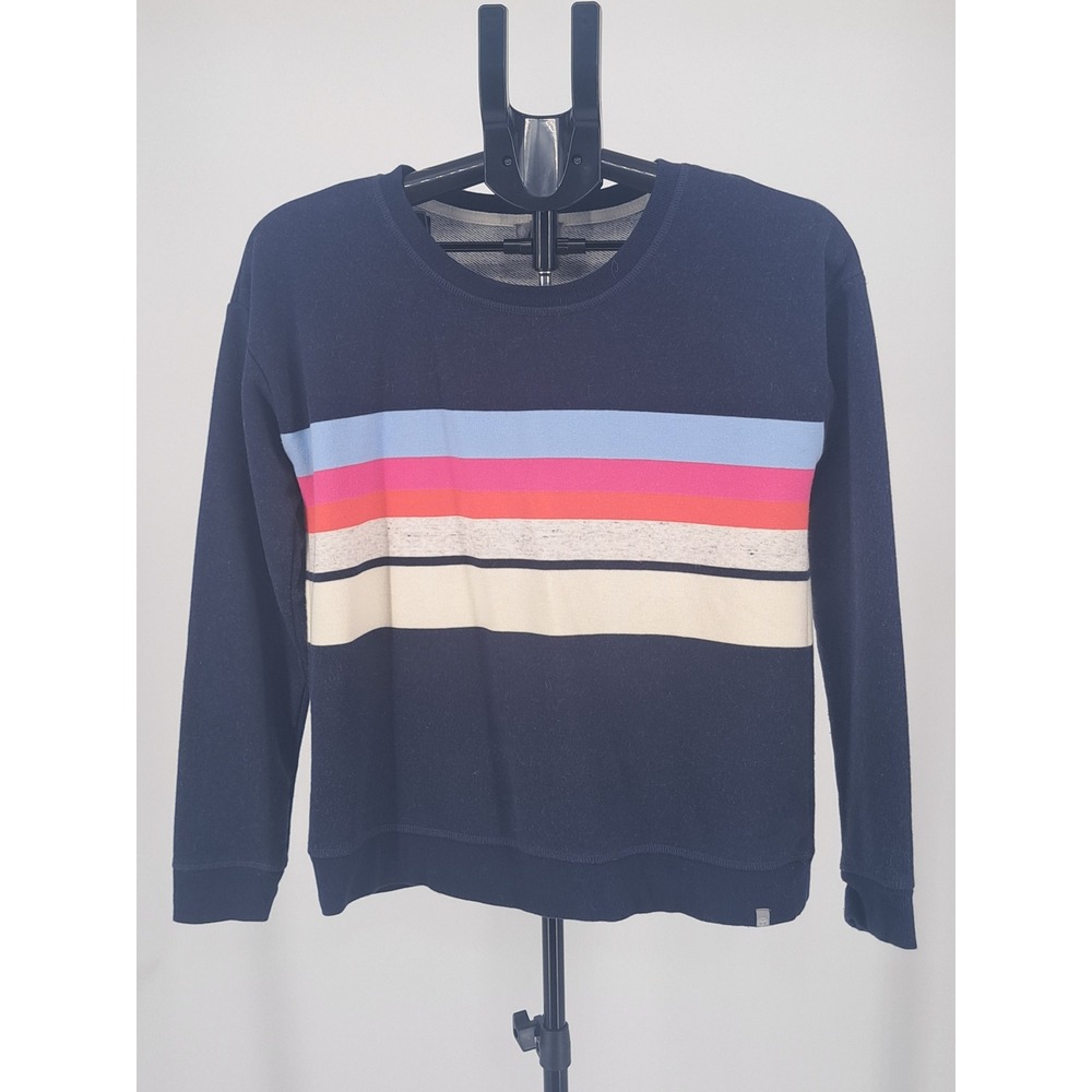 T by Talbots Navy Blue Striped French Terry Sweatshirt XS Casual Preppy Sporty